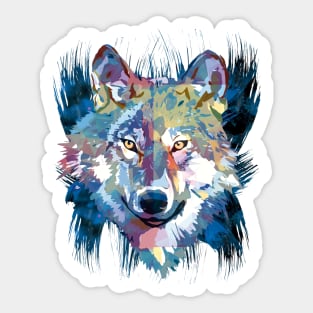 Wolf - Animal - Colorful Wolf - Wolf Head Sticker
